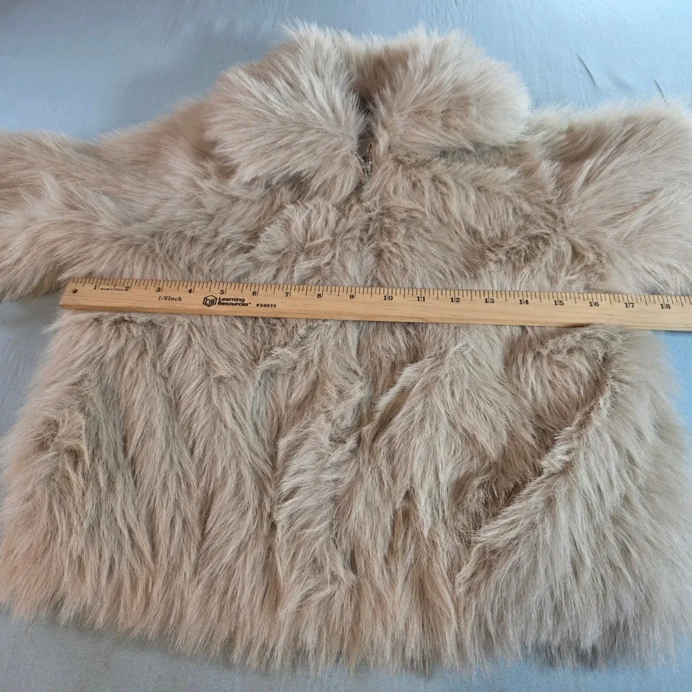 Abercrombie Kids Tan Faux Fur Jacket Size 11/12 Beige Plush Coat